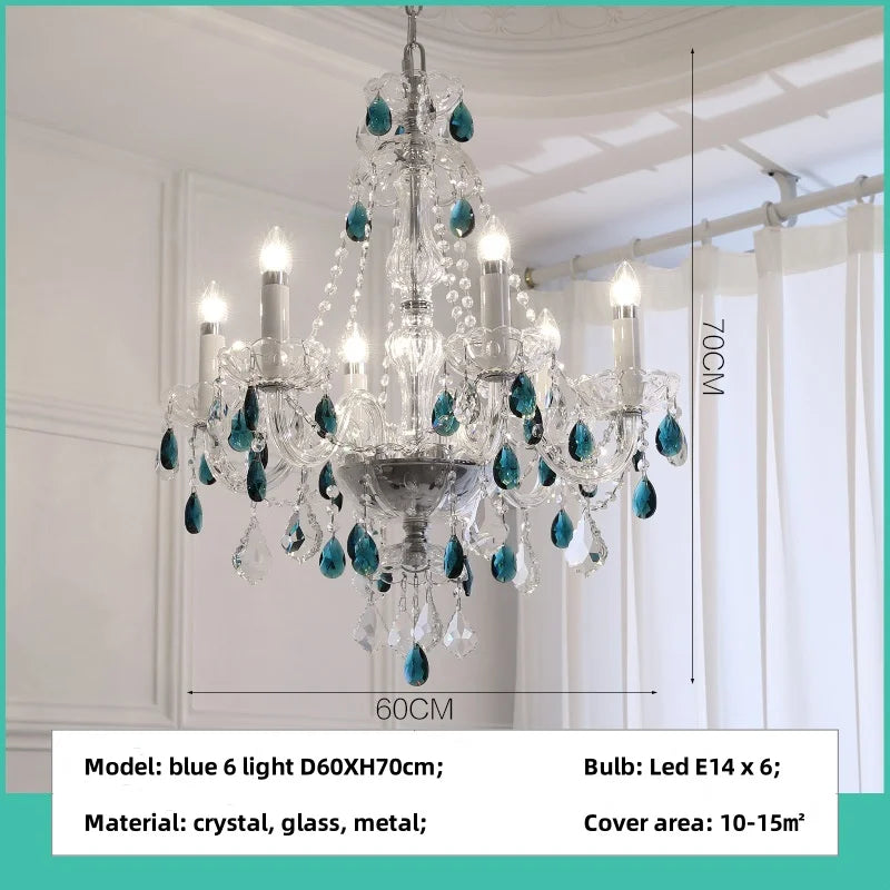 Afralia™ Blue Crystal Chandelier: Luxury E14 Pendant Lights for Living Room and Bedroom