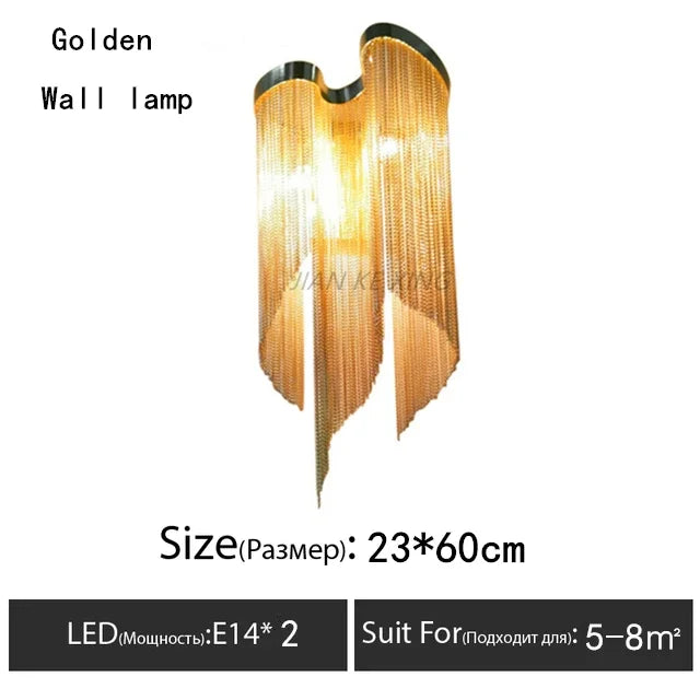 Afralia™ Tassel Chandelier Aluminum Chain Pendant Lamp for Luxe Living Spaces