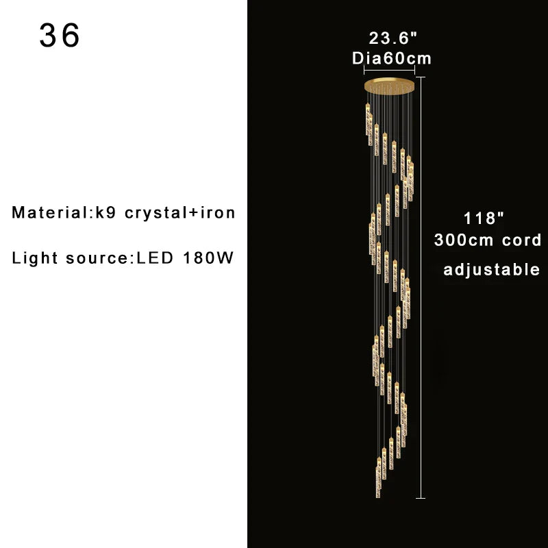 Afralia™ Crystal Chandelier for Two-storey Foyer & Circular Stairwell