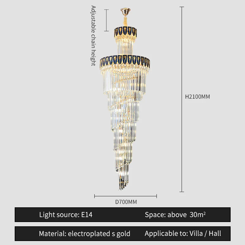 Afralia™ Crystal Chandelier: Elegant Villa Living Room Lighting