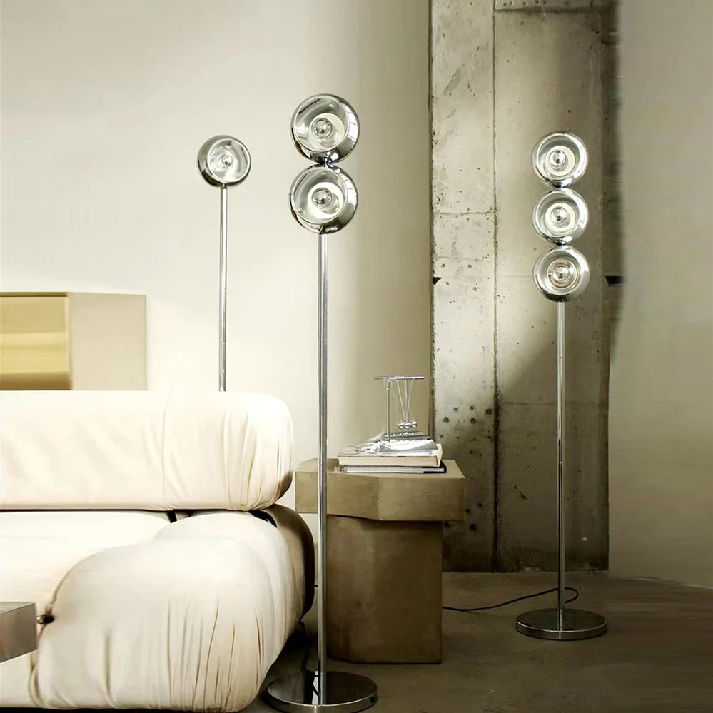 Afralia™ Minimalist Chrome LED Floor Lamp Metal Art Decoration