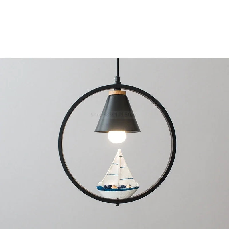 Afralia™ Iron Ring Pendant Lights Nordic Modern Child Bedroom Hanging Lamps Led Bird Light E27