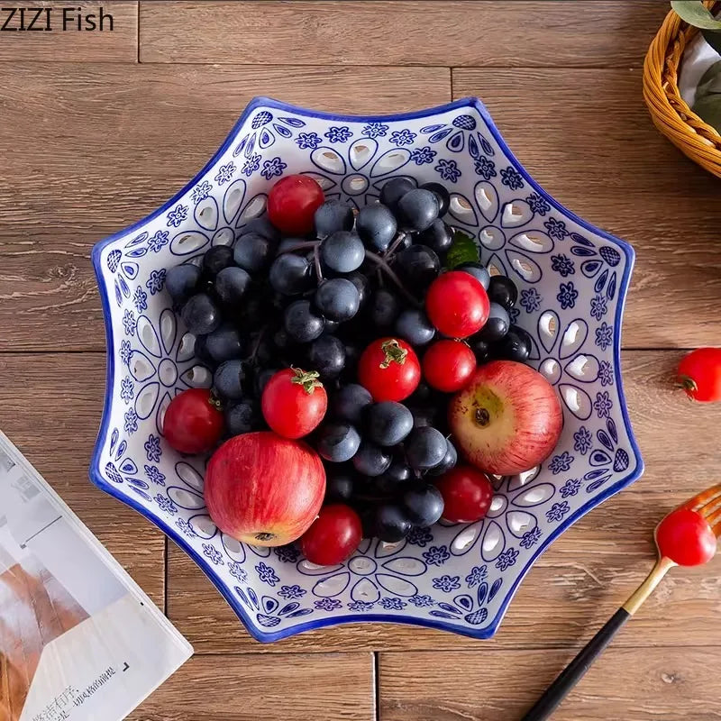 Afralia™ Porcelain Fruits Bowl: Embossed Texture, Hollowed Out, Home Kitchen Storage Tray