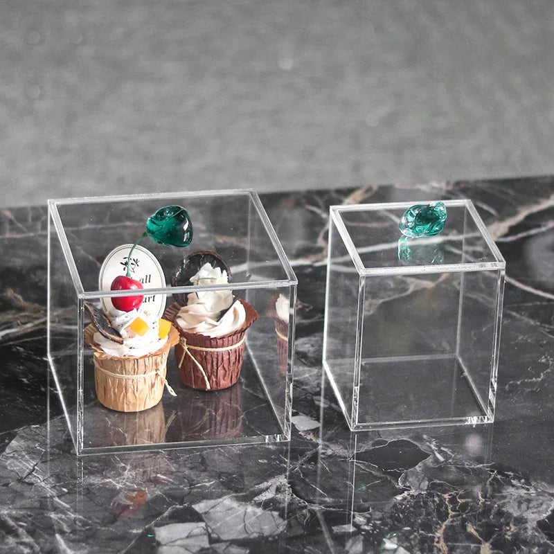 Afralia™ Clear Acrylic Agate Crystal Jewelry Display Box Dustproof Room Decor Holder