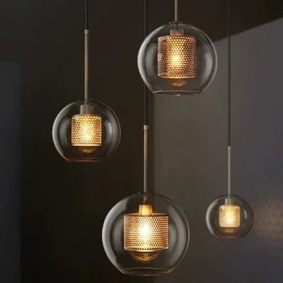 Nordic Gold Glass Ball Pendant Light by Afralia™ - Modern Stylish Illumination for Your Space