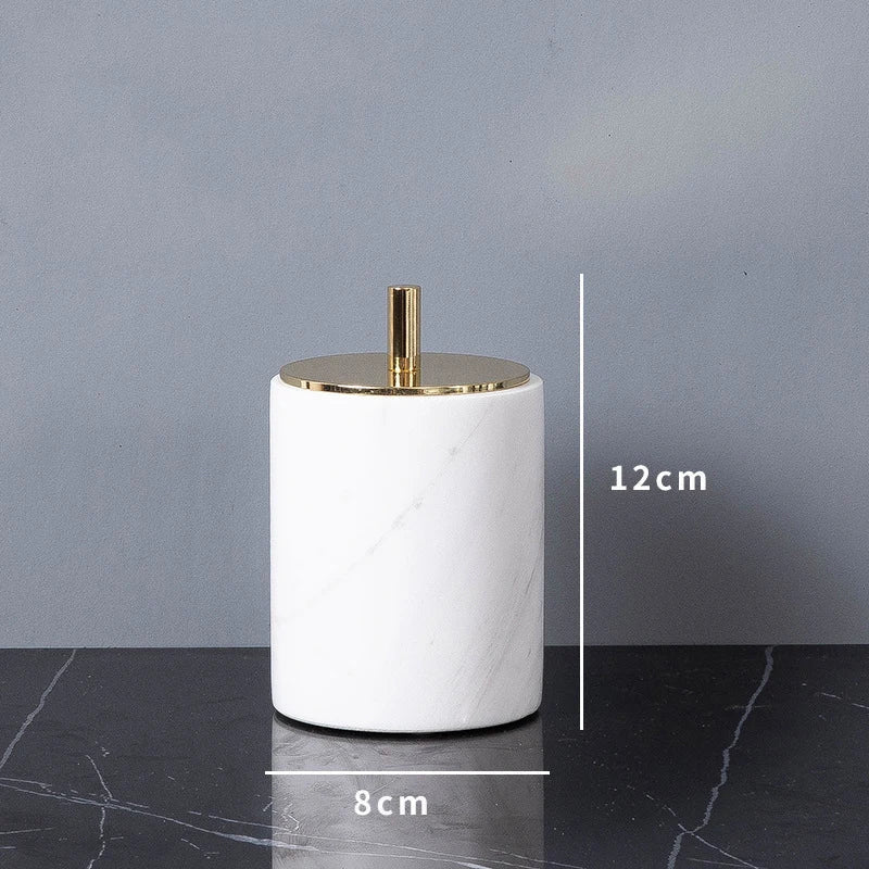 Afralia™ White Volakas Marble Bathroom Accessories Set