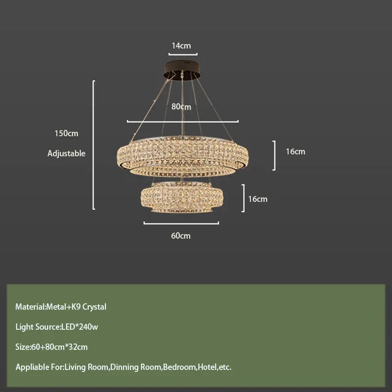 Afralia™ Modern Round Crystal LED Ceiling Lamp for Luxurious Living Room Lighting