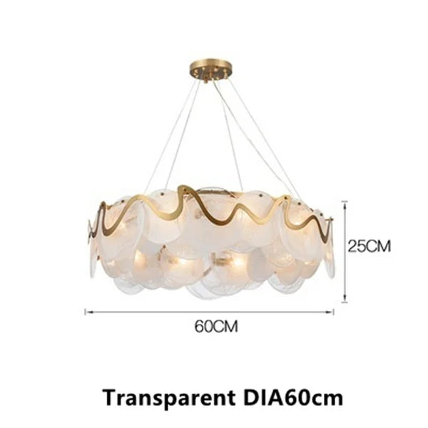 Afralia™ Round Glass Pendant Chandelier: High-End Wrought Iron LED Lighting for Dining Room & Kitchen