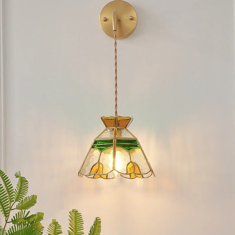 Afralia™ Glass Wall Lamp with Pull Chain Switch and Adjustable LED Light