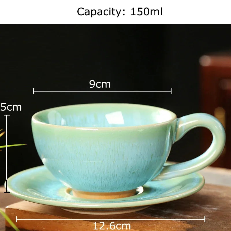 Colorful Porcelain Tea Cup & Saucer Set | Afralia™ Retro 150ml Coffee Mug