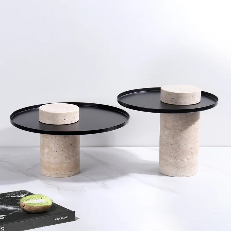 Afralia™ Travertine Marble Serving Tray Luxury Hightea Plate - Natural Stone Holder Tray