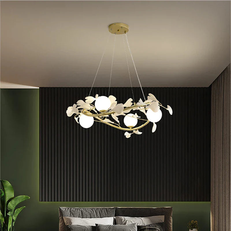 Afralia™ Nordic Glass Ball Ring Chandelier LED Pendant Light for Living Room Bedroom