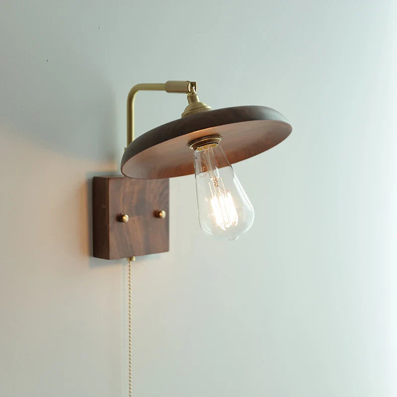 Afralia™ Copper LED Wall Light Sconce Pull Chain Switch Rotatable Bedside Lamp