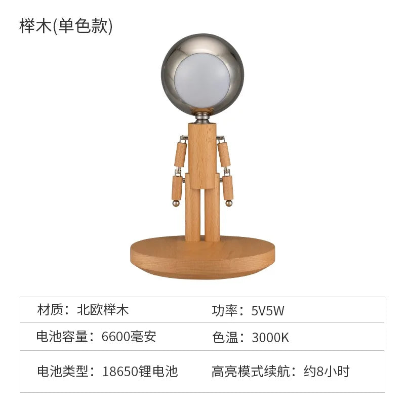 Afralia™ Moon Penalty USB Desk Lamp - Wood Base, Stepless Dimming, Rechargeable