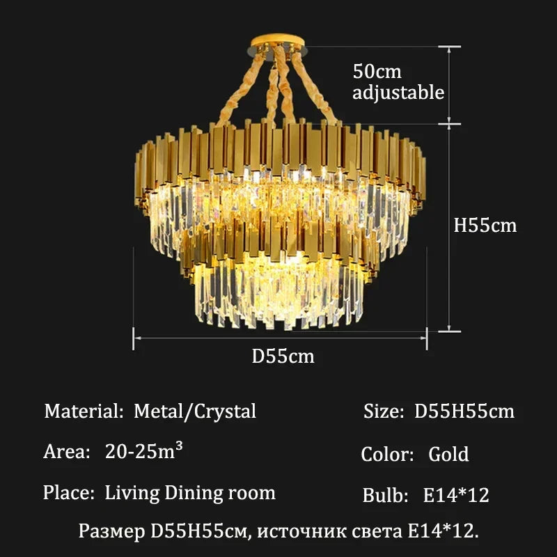 Afralia™ Gold Crystal Chandeliers for Luxurious Home, Hotel, and Dining Decor