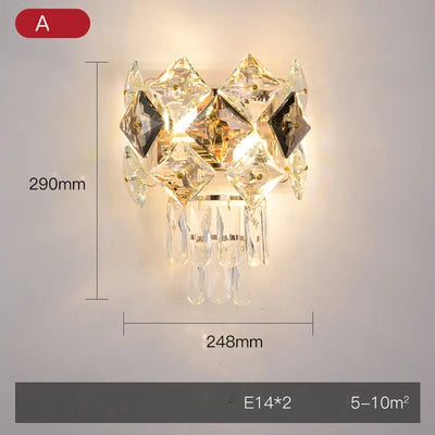 Afralia™ Crystal Gold Stainless Steel LED Dimmable Wall Sconce