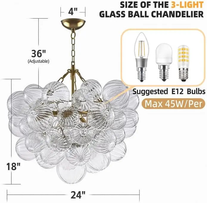 Afralia™ Nordic Bubble Ball Pendant LED Glass Kitchen Living Room Modern Lighting
