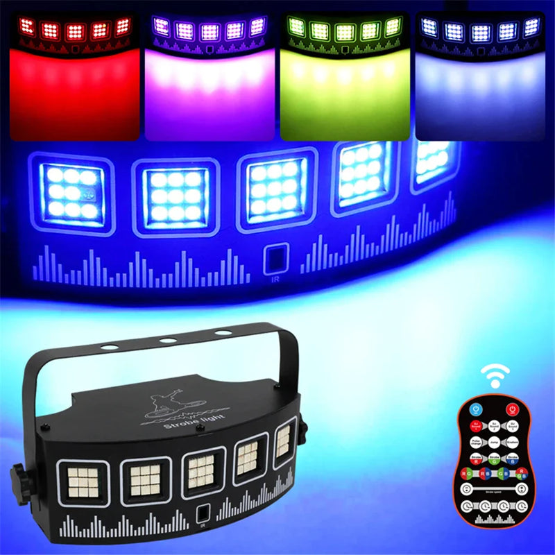 Afralia™ LED RGB Disco Strobe Light | Sound Activated Party Club Stage Lighting