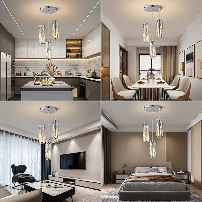 Afralia™ Gold Crystal Chandelier: Elegant Dining Room Pendant Lighting