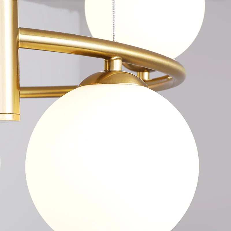 Afralia™ White Glass Ball Chandelier Modern Nordic Ceiling Lamp LED Minimalist Pendant Light
