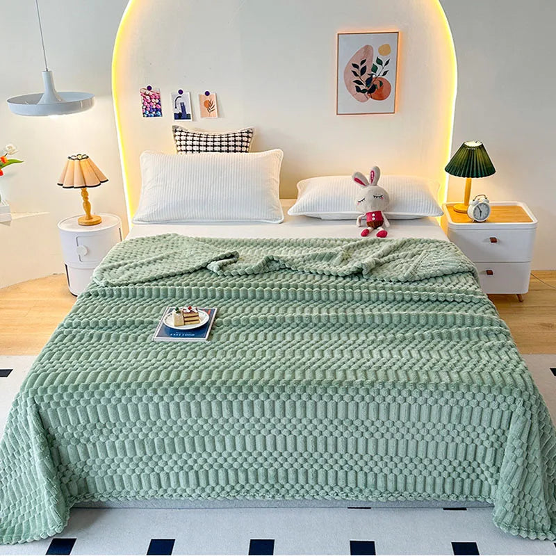 Afralia™ Flannel Sofa Cover Blanket | Soft Nordic Style for Single Double Beds