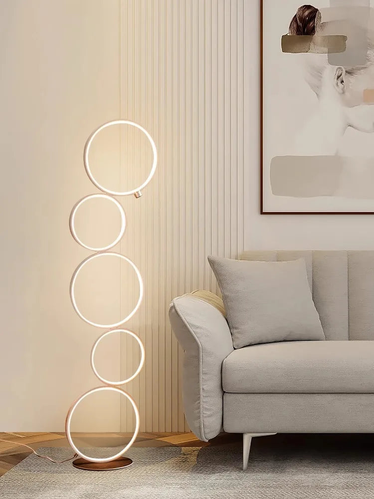 Afralia™ Modern Five-Ring LED Floor Lamp for Living Room and Bedroom