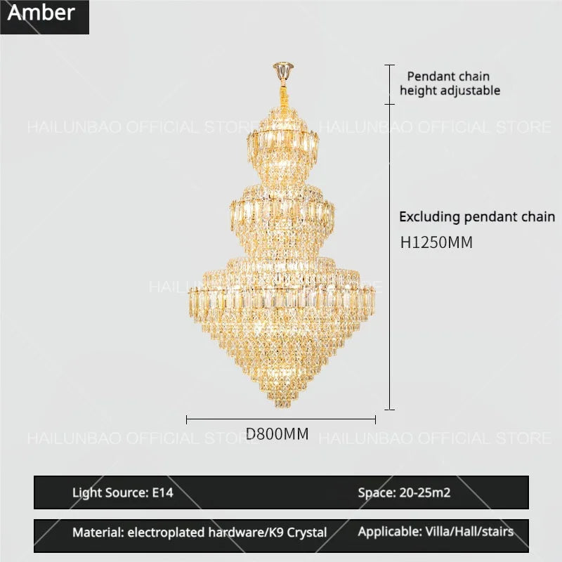 Afralia™ Sparkle Spiral Staircase Chandelier - Modern High Living Room Crystal Light