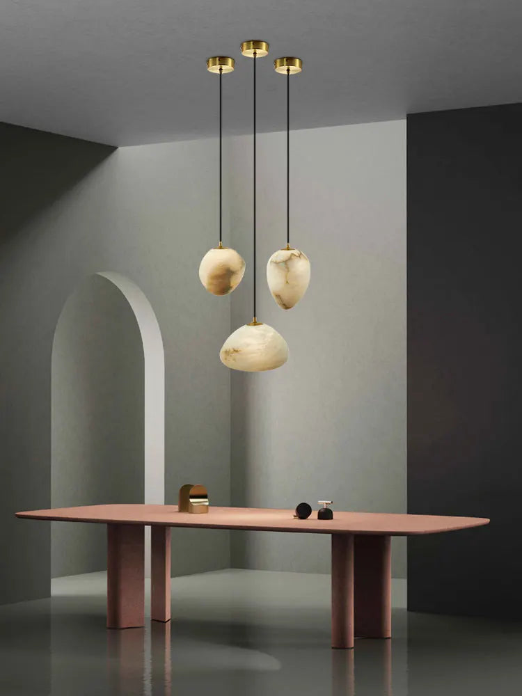 Afralia™ Geometry Marble LED Chandelier for Living Room Kitchen Island