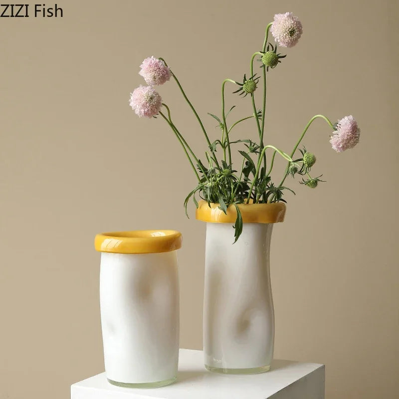 Afralia™ White Glass Vase Hydroponics Plant Pots Table Floral Room Decor