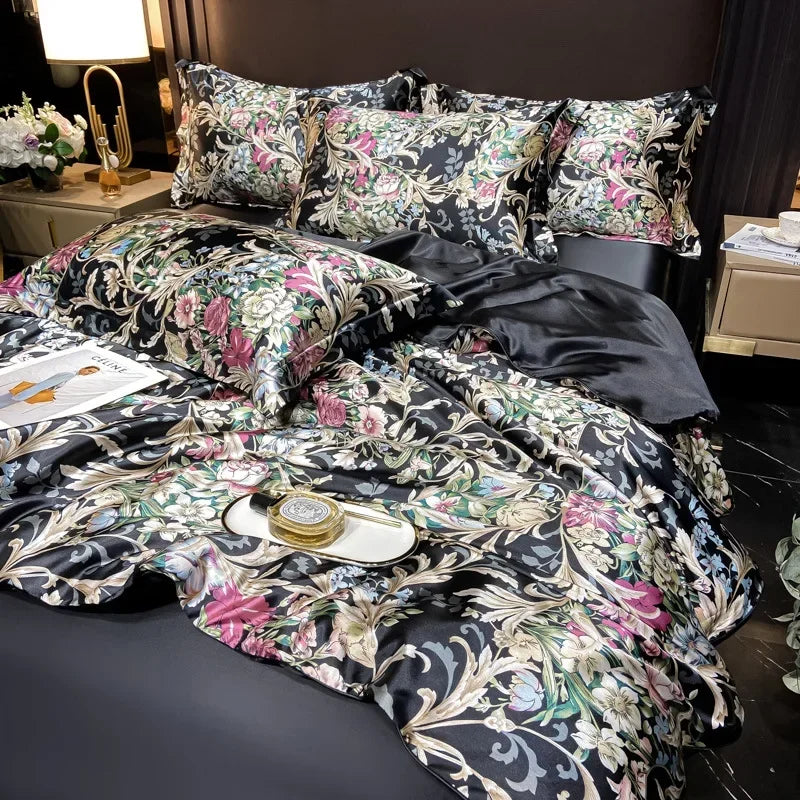 Afralia™ Soft Silk Printed Bedding Sets for Luxurious Bedroom Decor
