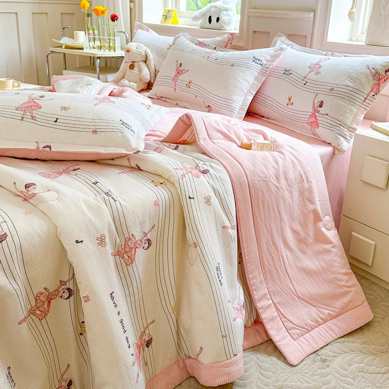 Afralia™ Floral Printed Quilted Bubble Cotton Duvet for Summer - Ultra-Soft Skin-Friendly Bedding