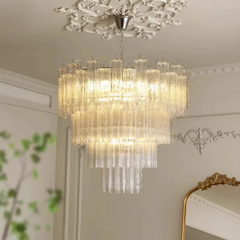 Afralia™ Glass Pendant Chandelier LED Ceiling Light Fixture Luxe Modern Hanging Lamp