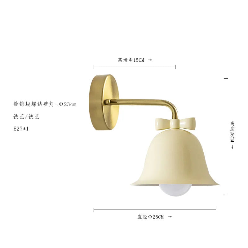 Afralia™ Bowknot Bell Wall Lamp E27 LED Glass Bedroom Kitchen Island Kids/Princess Room