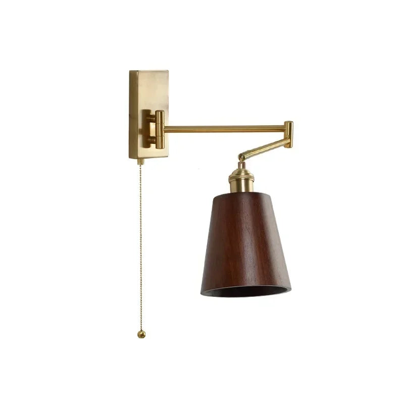 Afralia™ Wooden Wall Sconce LED Light - Modern Bedroom Beside Lamp - Left Right Rotate UP Down.