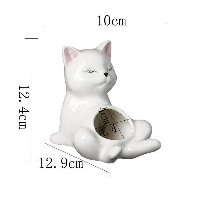 Afralia™ Cartoon Kitten Ceramic Flowerpot Succulent Cat Plant Pot Garden Decor