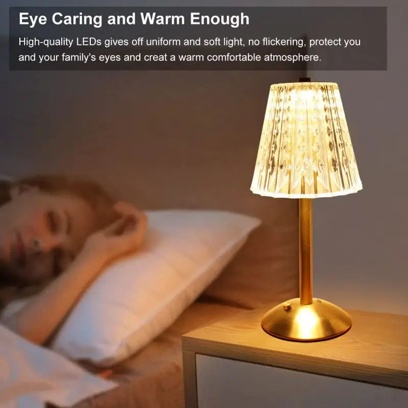 Afralia™ Crystal Diamond Touch Sensor Cordless Table Lamp