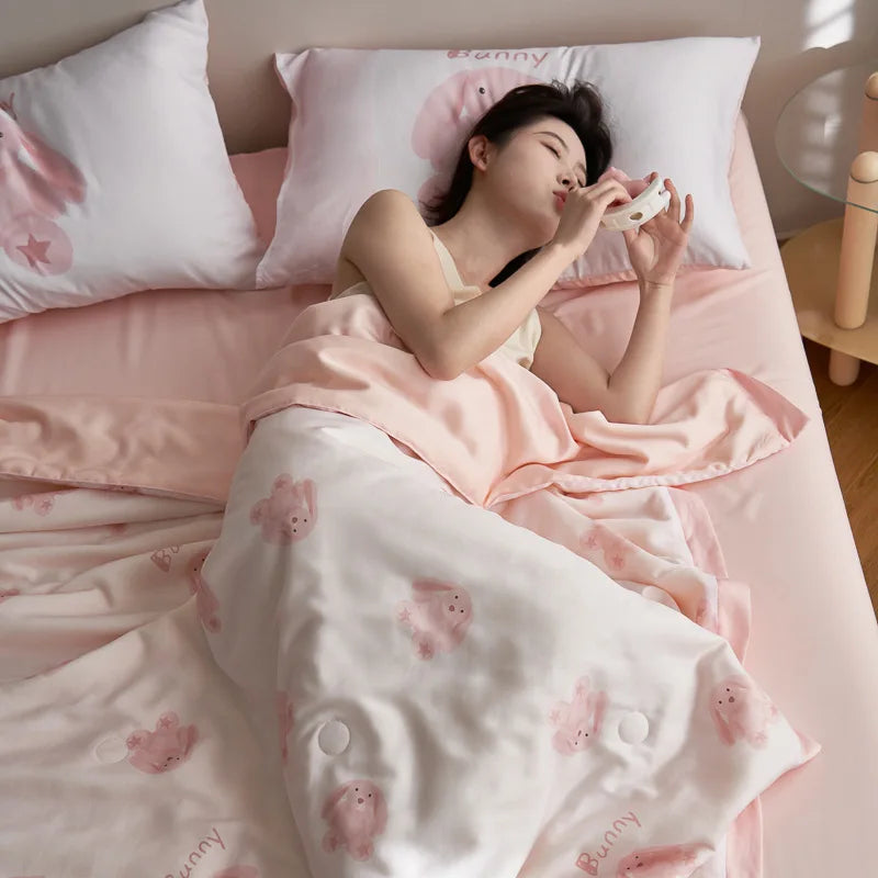 Afralia™ Nordic Satin Summer Comforter - Cooling, Silky, Breathable Quilt for Hot Flashes