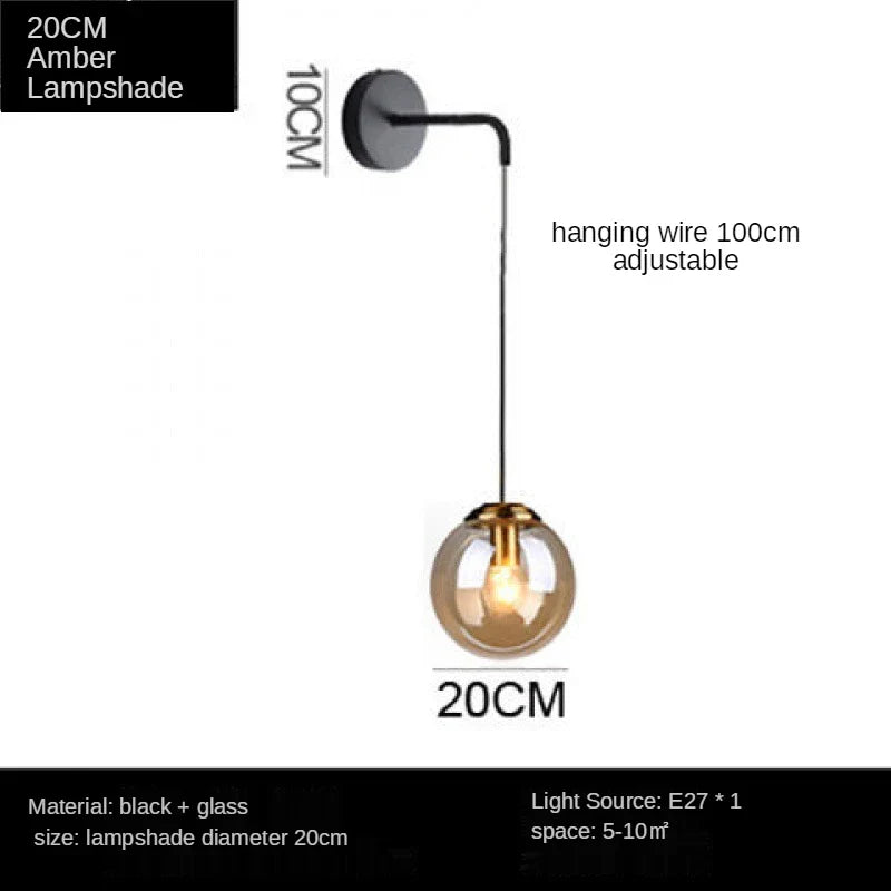Afralia™ Nordic Brass Glass Wall Sconce: Elegant Living Room Bedside Lighting