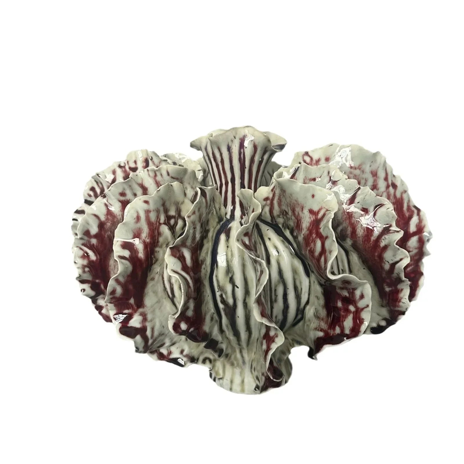 Afralia™ Handmade Ceramic Bud Vase Home Decor Flower Petal Irregular Fold Ornament