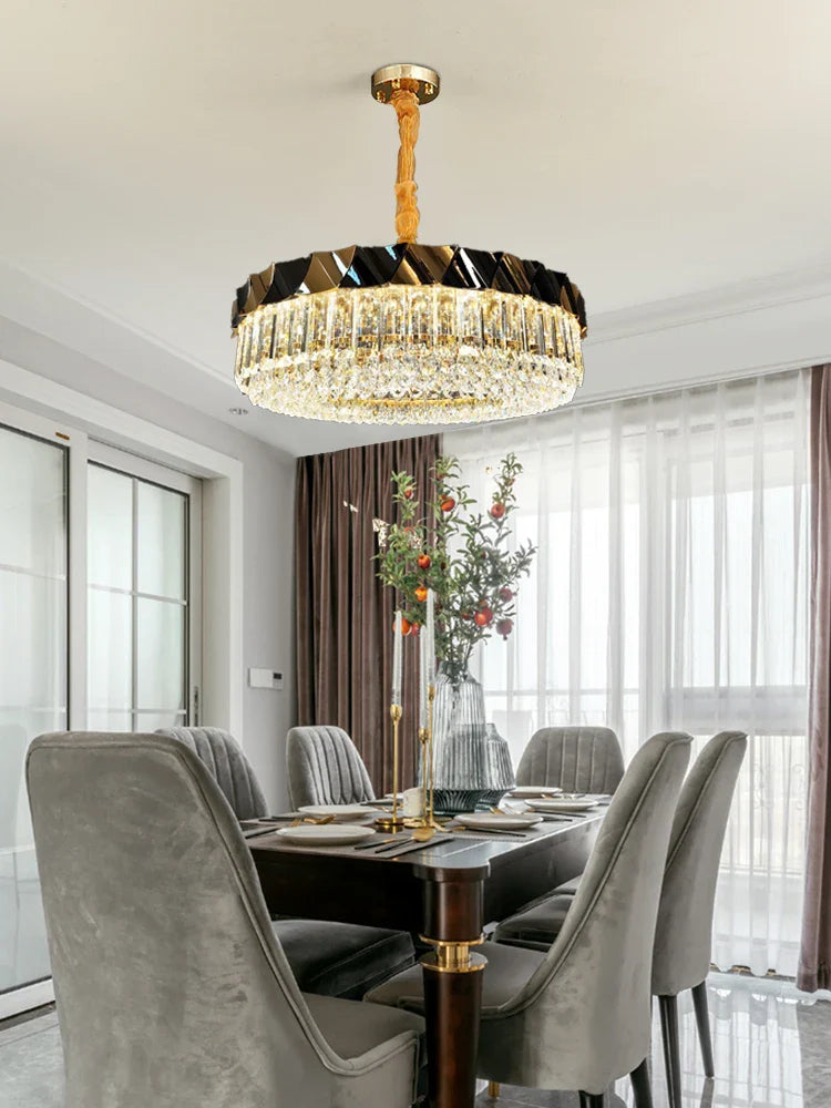 Afralia™ Luxury Crystal Circular Chandelier: Designer Nordic Hanging Ceiling Lamp for Bedroom & Living Room