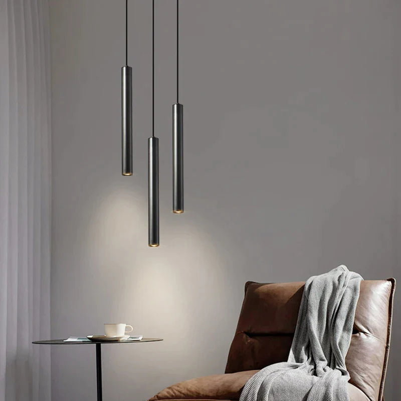 Afralia™ Modern LED Tube Pendant Light Chandelier for Bedroom & Living Room