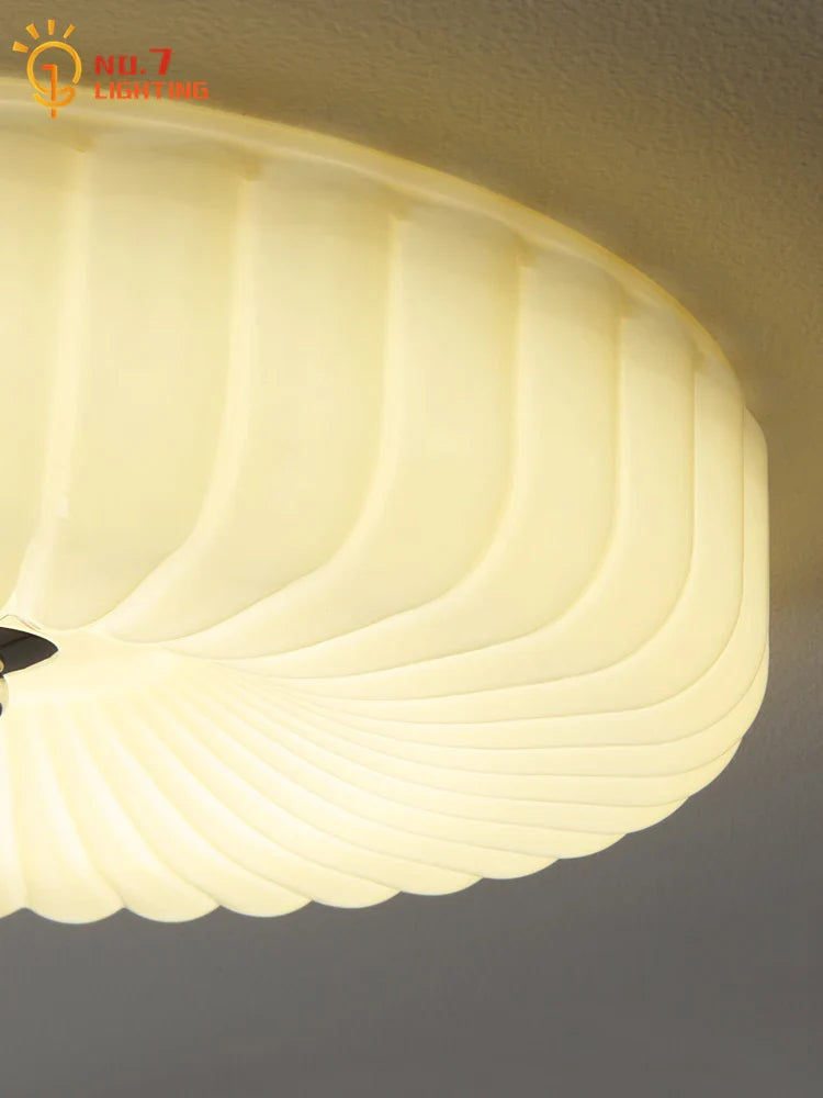Afralia™ Cream Wind LED Glass Ceiling Lamp: French Design for Bedroom, Study, Balcony, Cafe