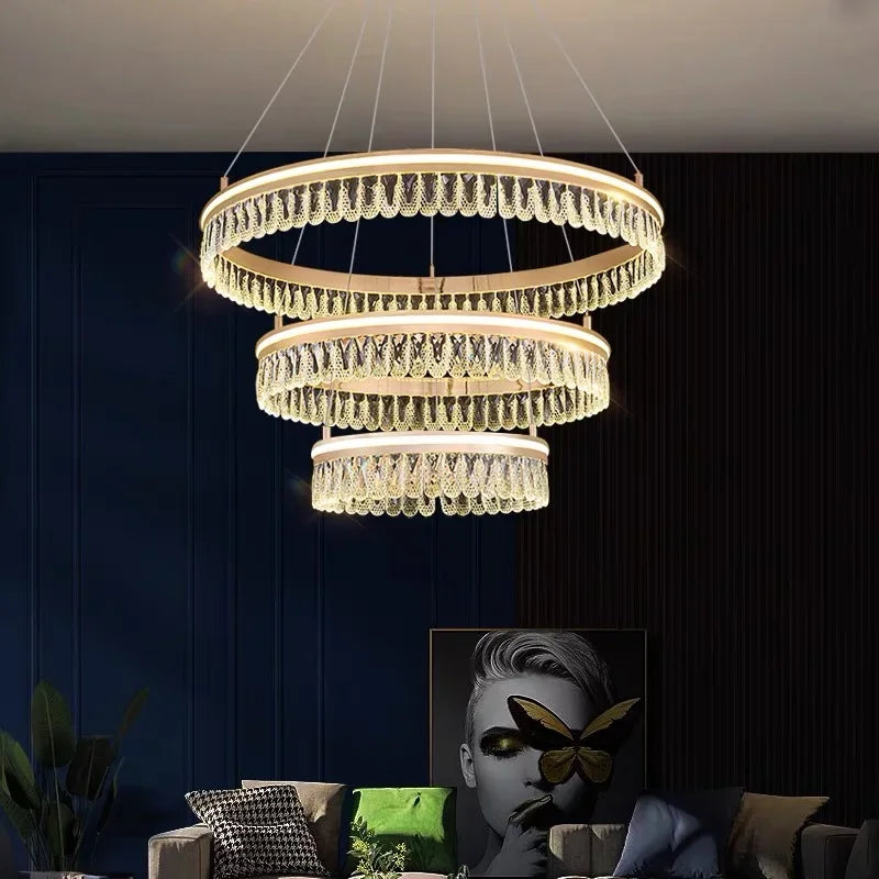Afralia™ Modern Crystal LED Chandelier for Living Dining Room Decor
