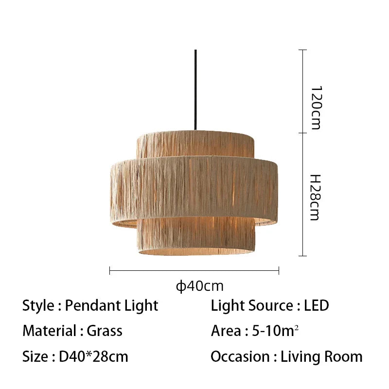 Afralia™ Wabi Sabi Chandelier: Japanese Retro Straw Pendant Light for Living Room, Bedroom, and Teahouse
