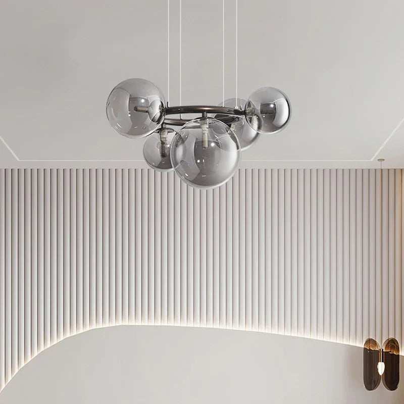 Afralia™ Glass Ball Chandelier: Nordic Ceiling Pendant Lamp for Living Room, Dining Hall, Kitchen & Bedroom