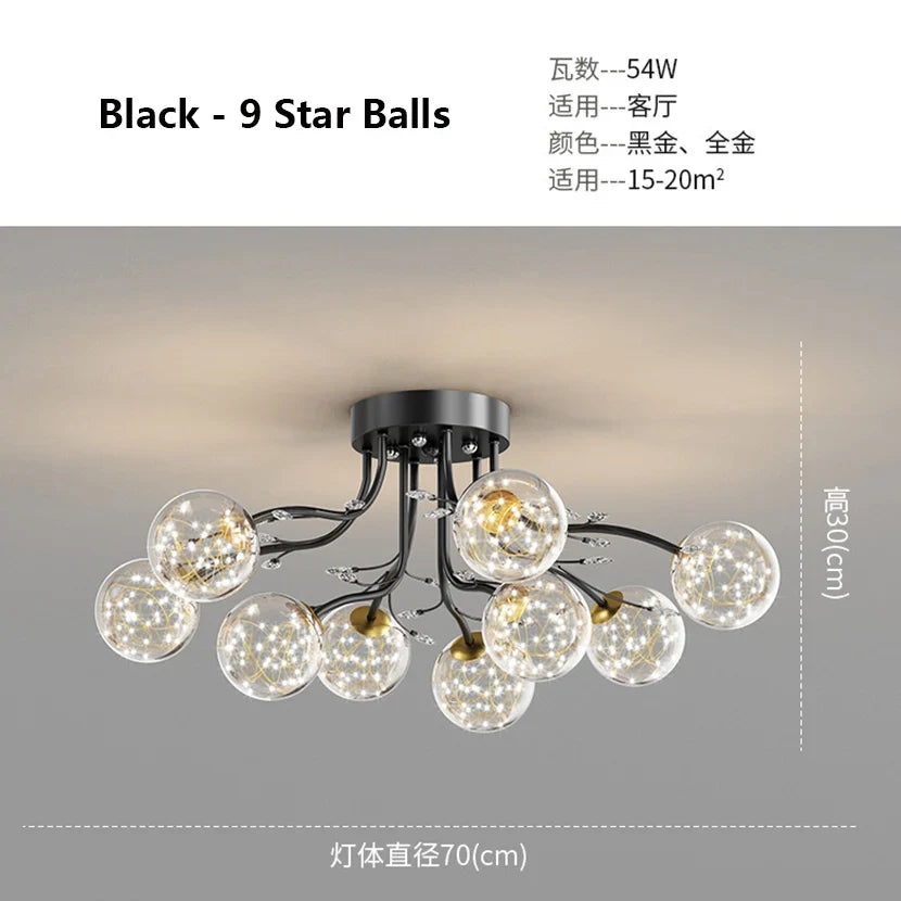 Afralia™ Crystal Flower Ceiling Lamp LED Chandelier for Bedroom Living Room Branch Decor