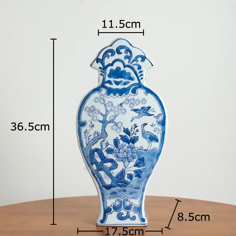 Afralia™ Blue & White Porcelain Vase Pot for Stylish Room Aesthetic Decor & Flowers