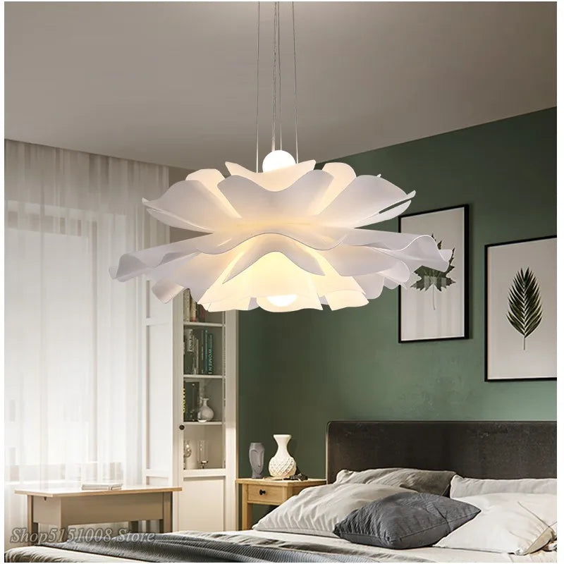 Afralia™ White Acrylic LED Bedroom Chandelier, Modern Nordic Design for Living Room and Girl's Room