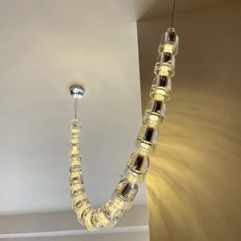 Afralia™ Crystal Bullet High Ceiling Chandelier for Living Room & Staircase