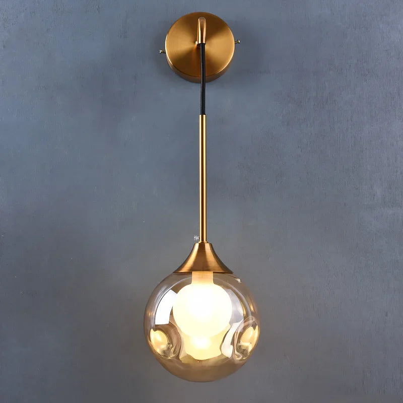 Afralia™ Glass Ball Gold LED Wall Sconce Modern Nordic Indoor Lamp Fixture